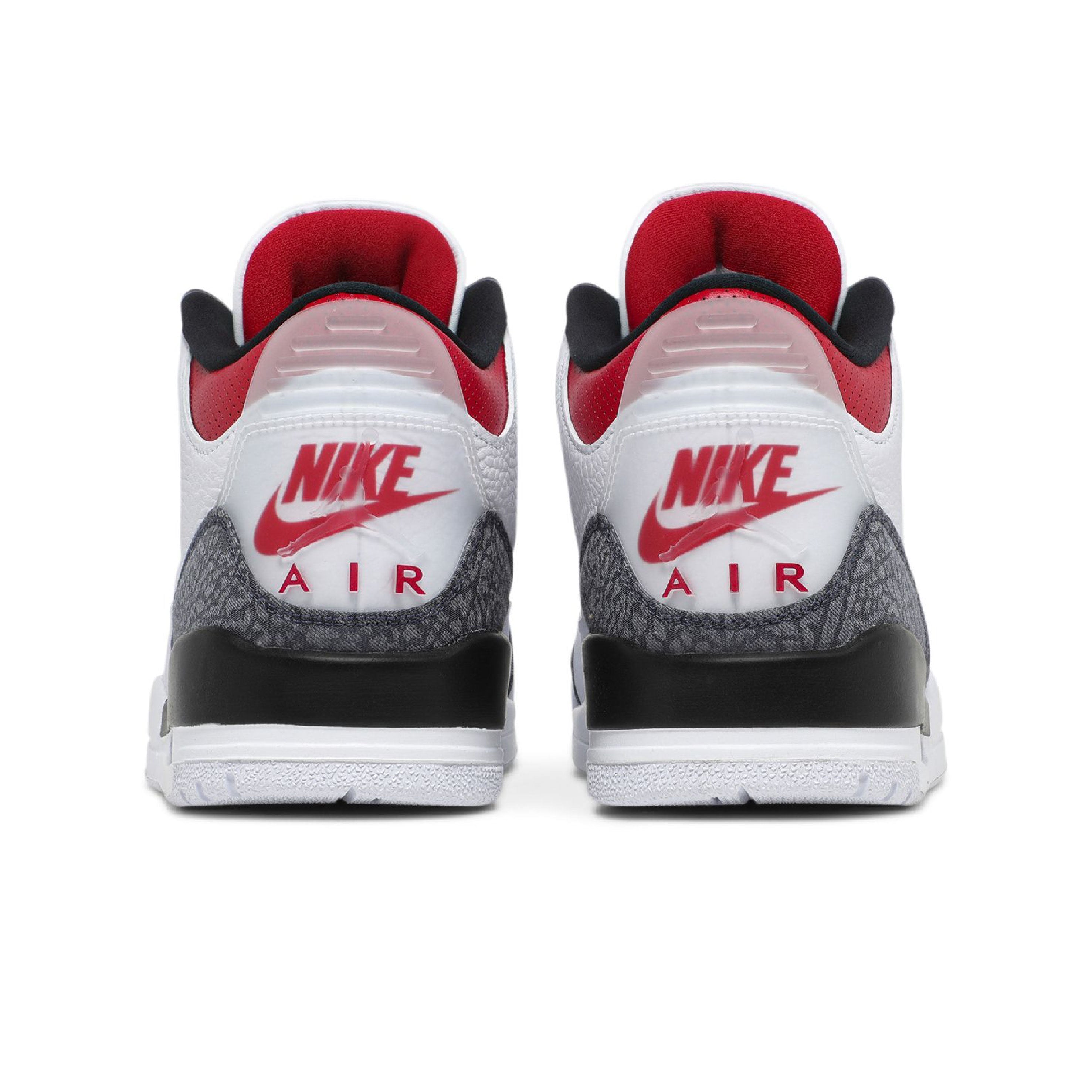 AJ Air AJ 3 Retro SE Denim "Fire Red Denim" Sneakers  White